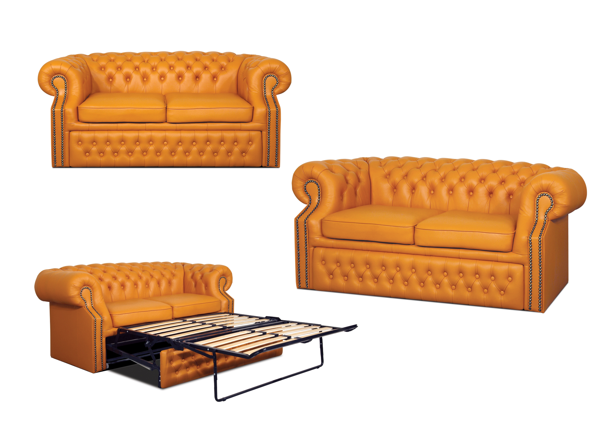 Windsor Orange 3er Chesterfield Schlafsofa